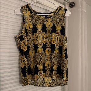 Elegant Navy and Gold Sleeveless Top